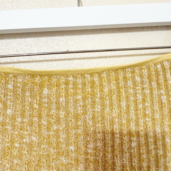 NWT 16Arlington Nasu Leather-trimmed Ribbed-knit Maxi Skirt Pastel yellow $580 - Picture 9 of 16